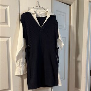 Navy Sweater Vest with White Shirt